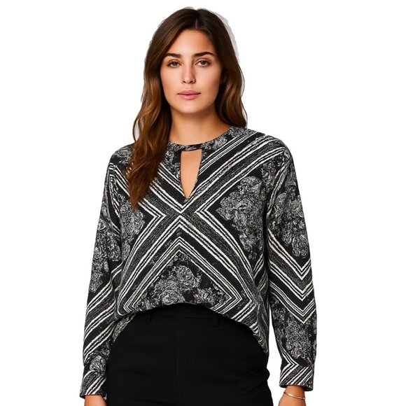 Free People Tops - Free People Walking On A Dream Tunic Top Womens Medium Black Floral BOHO Casual